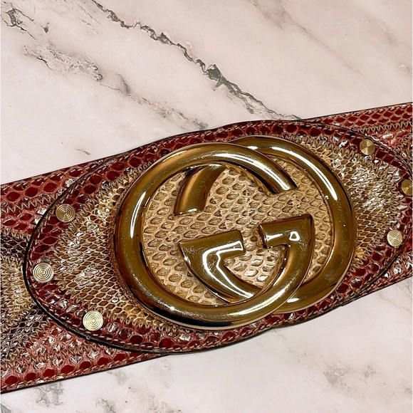 Ultra Rare GUCCI Exotic Leather (Python) Interlocking GG Belt - Picture 1 of 7